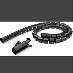 StarTech.com ケーブルまとめ スパイラルチューブ 2.5m 直径45mm ケーブル挿入具付属 CMSCOILED4 黒 ブラック 配線隠し 配線カバーの画像