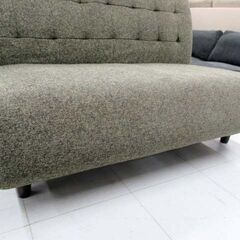 2人掛け ソファ 幅107×奥行72×高さ70cm ファブリック 布製 グリーン系 肘無し 小さめ 家具 長椅子 2P ソファー 苫小牧西店の画像