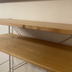 無印良品 MUJI ステンレスユニットシェルフ オーク材 棚セット ワイド 大の画像