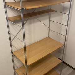 無印良品 MUJI ステンレスユニットシェルフ オーク材 棚セット ワイド 大の画像