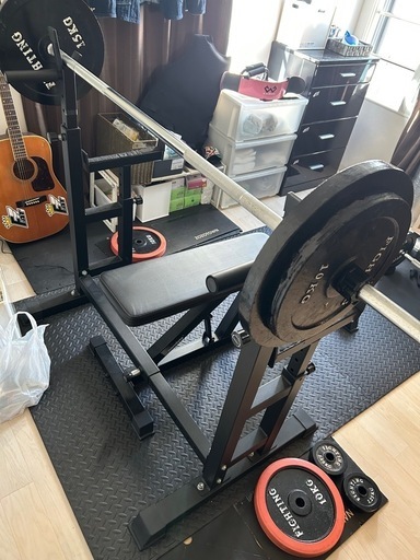 ベンチプレス シャフト ラック プレート カラーセット計85キロ