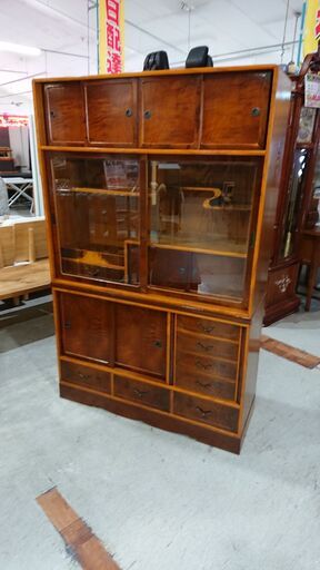 茶箪笥　応接間　美品 茶箪笥 和茶棚 花月 MK4471 幅85cm 欅 ケヤキ 静岡県産 : 戸田