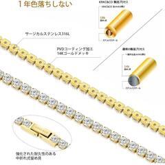ブレスレット レディース 幅4mm ジルコニア K14金メッキの画像