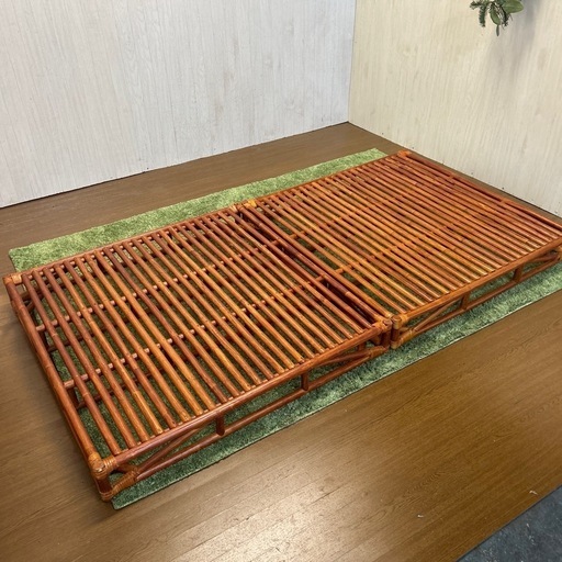 リユース☆エコちょっぷ】籐・ラタン 折りたたみすのこベッド