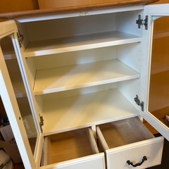 収納家具 食器棚 キャビネット ホワイトの画像