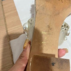 RANDA パールサンダル アイボリー Lサイズの画像