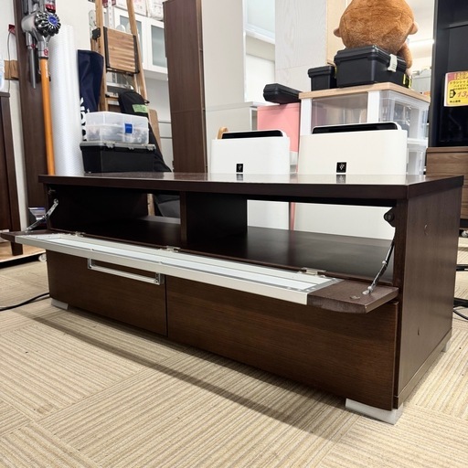 【超美品‼️】天然木製♪ 120cm幅ローボード テレビ台 リビング収納家具 オーク材ミドルブラウン♪