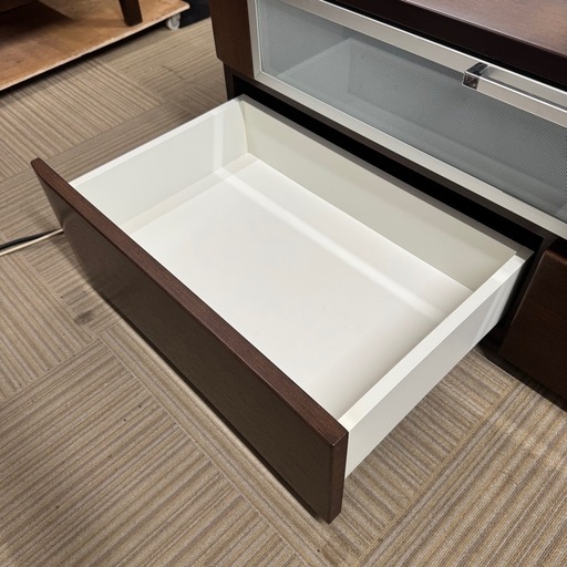【超美品‼️】天然木製♪ 120cm幅ローボード テレビ台 リビング収納家具 オーク材ミドルブラウン♪