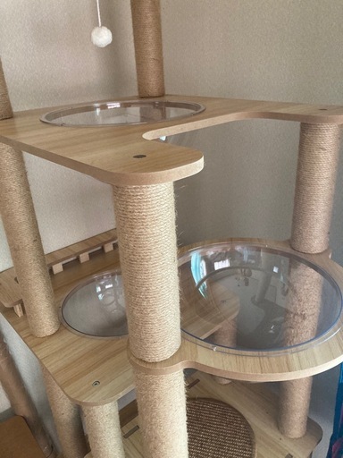 猫家族 木製キャットタワー  宇宙船ボウル