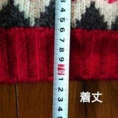 洋服まとめ買いの方値引き致します！BEAMS コットンニット幾何学模様 赤 クルーネックセーター Ｌサイズの画像