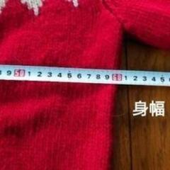 洋服まとめ買いの方値引き致します！BEAMS コットンニット幾何学模様 赤 クルーネックセーター Ｌサイズの画像