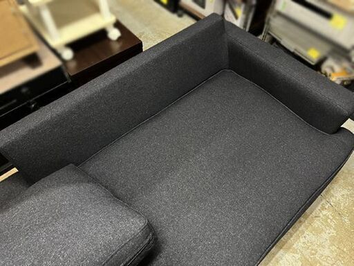 カウチソファ ソファ 2人掛け ローソファ オットマン クッション付き ブラック 黒 3人掛け ファブリックソファー 布地 ☆ 札幌市 白石店