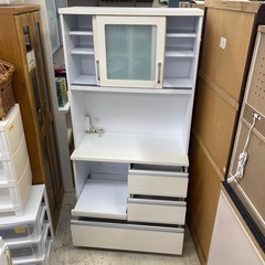 ⭐️お持ち帰りSALE ￥22,000→￥15,000 食器棚　キッチンボード　白　幅90×奥45×高184cm　リサイクルショップ　朝霞市　ケイラック朝霞田島店　志木市　和光市　GM411の画像