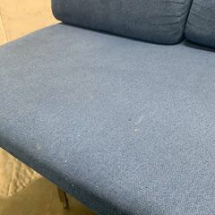 【ジモティ限定特価】 2人掛けソファ 布製  家具 ラブソファ 2シーター 青 インテリア A0343Gの画像