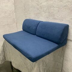 【ジモティ限定特価】 2人掛けソファ 布製  家具 ラブソファ 2シーター 青 インテリア A0343Gの画像
