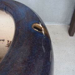 大きな火鉢　メダカ　金魚鉢に　置物　直径48㎝の画像
