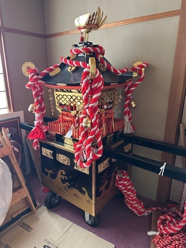 本格子供用御神輿　コロ付き台座あり