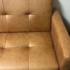 【美品】2人掛けソファ　ヴィンテージ風　キャメルの画像