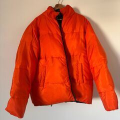【引越し】リバーシブル中綿ジャケット（オレンジ×チェック柄・メンズL）4,000円の画像