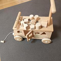 森のパズルバス MOCCO 【木製】【乗り物おもちゃ】【日本製手押し車】　歩行器　知育玩具　パズル　積み木　の画像