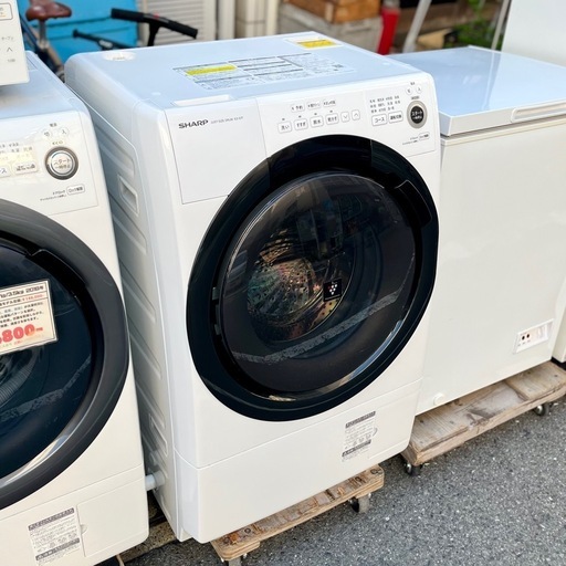 【武蔵小山店】　配送可！　21年製 シャープ SHARP ドラム式洗濯乾燥機 ES-S7J 右開き　洗濯7kg 乾燥3.5kg　ホワイト系 ドラム洗濯機　ドラム式洗濯機　ドラム　洗濯機　乾燥機　洗濯乾燥機　ヒーター乾燥　プラズマクラスター　輸送ボルト 付き （検索　コンパクトタイプ　コンパクト　マンションサイズ　ES-S7 ES-S7C ES-S7E ES-S7K ES-S7J es-s7 es-s7c es-s7e es-s7k es-s7j