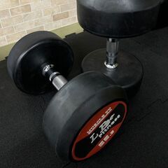 在庫処分特価！LBGYMオリジナル ラバーダンベル 22.5kg × 2個セットの画像