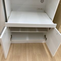 ★ジモティ割引あり★【リユースのサカイ野々市店】食器棚ミニ組み立て　白　60(幅)×39(奥行き)×135(高さ)cm ※クリーニング済みの画像