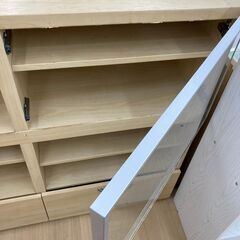 ★ジモティ割引あり★【リユースのサカイ野々市店】　食器棚　組み立て　茶　120(幅)×42(奥行き)×102(高さ)cm ※クリーニング済みの画像
