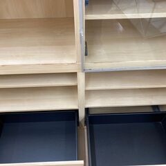 ★ジモティ割引あり★【リユースのサカイ野々市店】　食器棚　組み立て　茶　120(幅)×42(奥行き)×102(高さ)cm ※クリーニング済みの画像