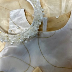 美品！パーティードレス　子供ドレス　キッズフォーマル ピアノ発表会結婚式130 カチューシャ付きの画像