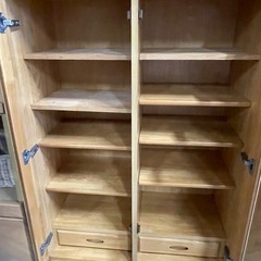 収納棚 ガラス棚 木製 食器棚 キッチン家具 0907-020の画像
