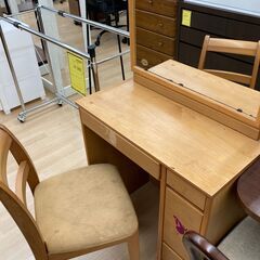 ★ジモティ割引あり★【リユースのサカイ野々市店】　ドレッサー　木製　ナチュラル　65(幅)×41(奥行き)×150(高さ)cm ※クリーニング済みの画像