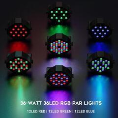 ステージライト❣️36個LED 3in1 RGB 舞台照明 リモコン付 4個入りの画像