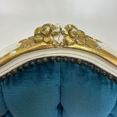 イギリス アンティーク 猫脚 肘掛け チェア コーデュロイ ロココ調