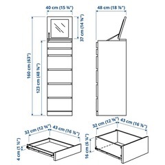 【イケア家具】IKEA MALM 開閉ミラー付トールチェスト、ダークブラウンの画像