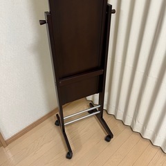 北欧レトロ 塩川光明堂 木製 キャスター付き スタンドミラー 姿見 全身鏡  の画像