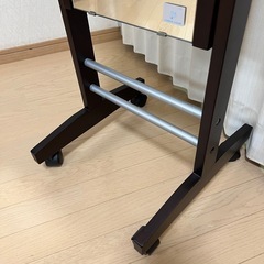 北欧レトロ 塩川光明堂 木製 キャスター付き スタンドミラー 姿見 全身鏡  の画像