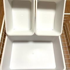 イケア JONAXEL ワイヤーバスケット と ダイソー 収納ケース 4点セットの画像