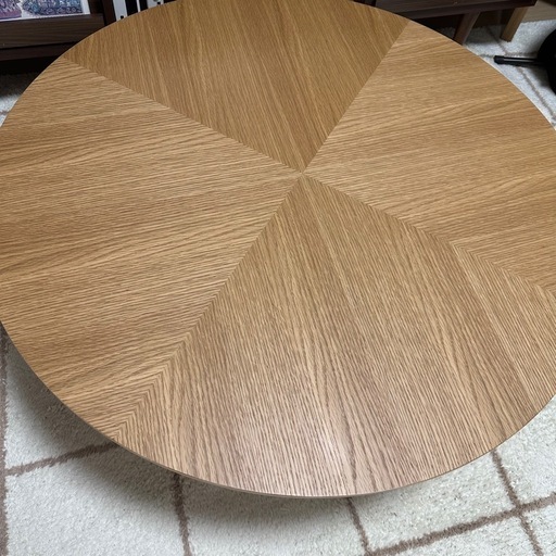 円形テーブル　ヘリンボーン　90cm　木製　ローテーブル　ナチュラル　机　オーク