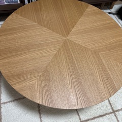 円形テーブル　ヘリンボーン　90cm　木製　ローテーブル　ナチュラル　机　オークの画像