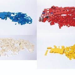 レゴブロック　白、赤、青、黄色の基礎ブロック各種。の画像