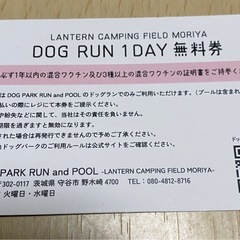 １０枚　
LANTERN  CANPING FIELD MORIYA DOG RUN 1DAY 無料券の画像