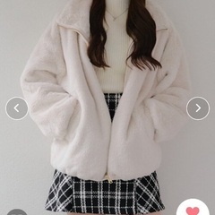 フェイクファー ファースタンドブルゾン コート　アイボリーの画像