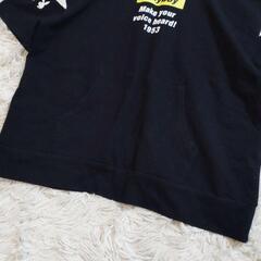 【S】プレイボーイ　半袖　フードパーカー　スウェットTシャツ　ロゴ　黒の画像