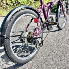 MIDIパープル 外装6段変速オートライト20インチ折りたたみ自転車の画像