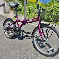MIDIパープル 外装6段変速オートライト20インチ折りたたみ自転車の画像