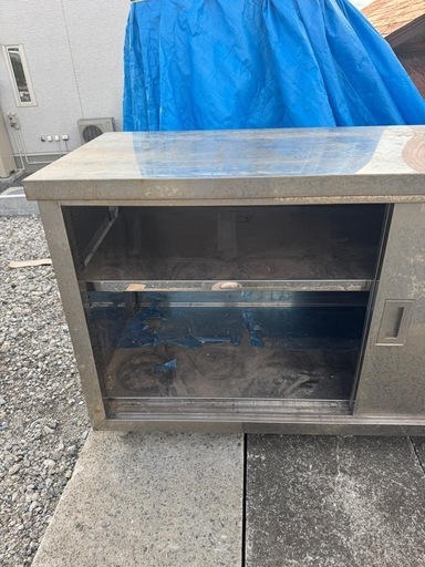 【中古】業務用 ステンレス 調理台 W150 D60 H80cm 厨房 1500 引違い 扉付 作業台 片面 引き違い キャビネット
