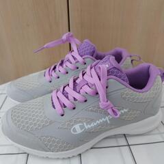 Champion キッズスニーカー グレー/パープル　サイズ21.0cmの画像