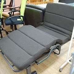 折りたたみベッド 幅96×奥215×高42～99cm メッシュ リクライニング可能 ダークブラウン系 キャスター付き 札幌市厚別区 厚別店の画像