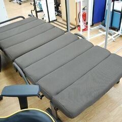 折りたたみベッド 幅96×奥215×高42～99cm メッシュ リクライニング可能 ダークブラウン系 キャスター付き 札幌市厚別区 厚別店の画像
